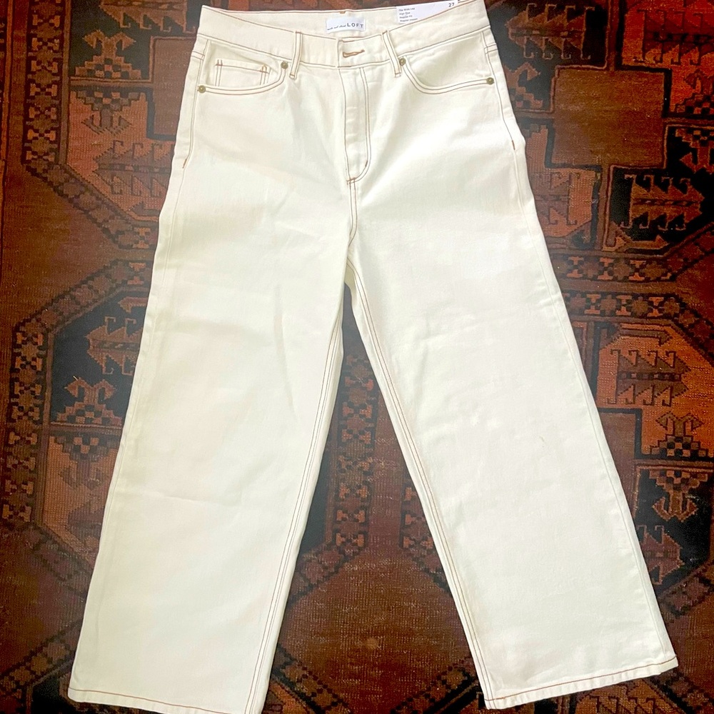 BRAND NEW LOFT high rise, wide leg, regular fit, ivory denim.